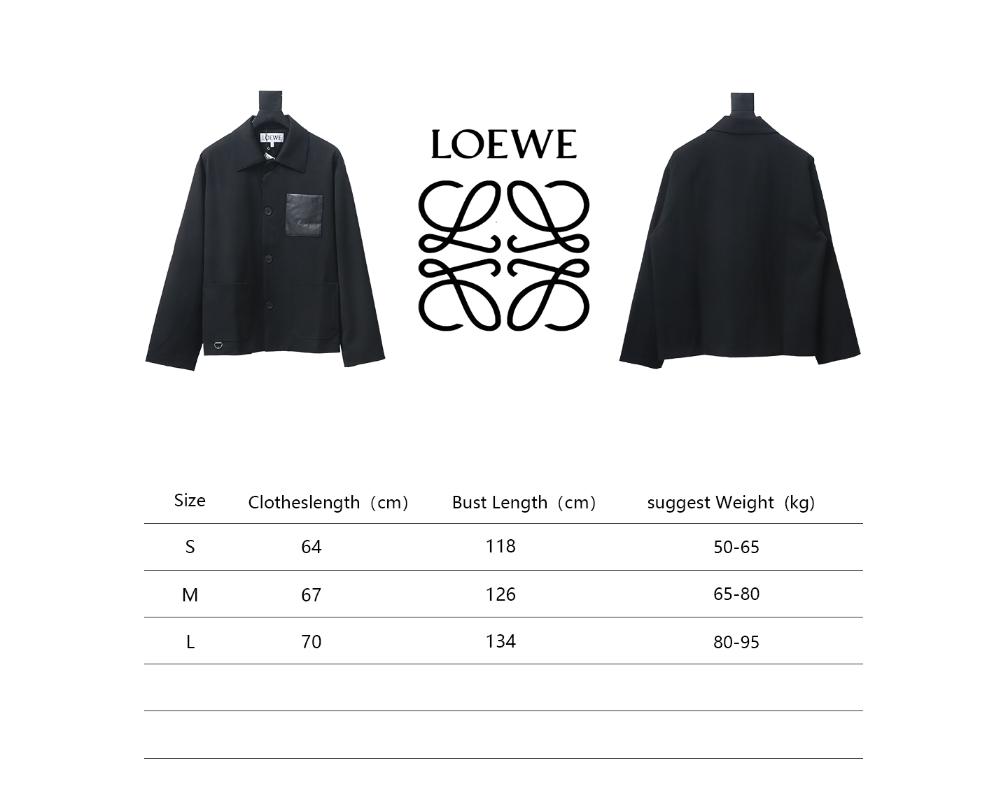 Loewe 24 Three Pocket Wool Work Lapel Jacket Black