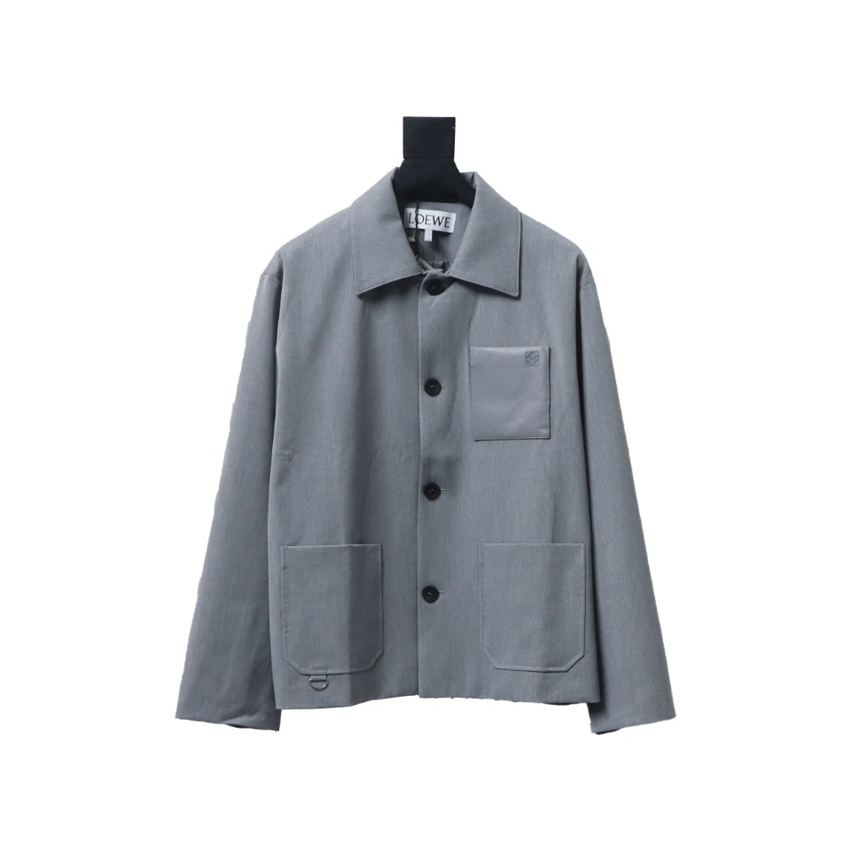 Loewe 24 Three Pocket Wool Work Lapel Jacket Grey