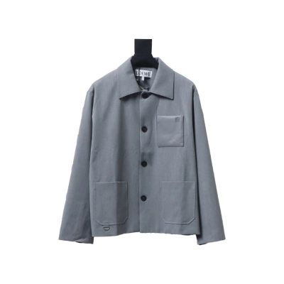 Loewe 24 Three Pocket Wool Work Lapel Jacket Grey 01
