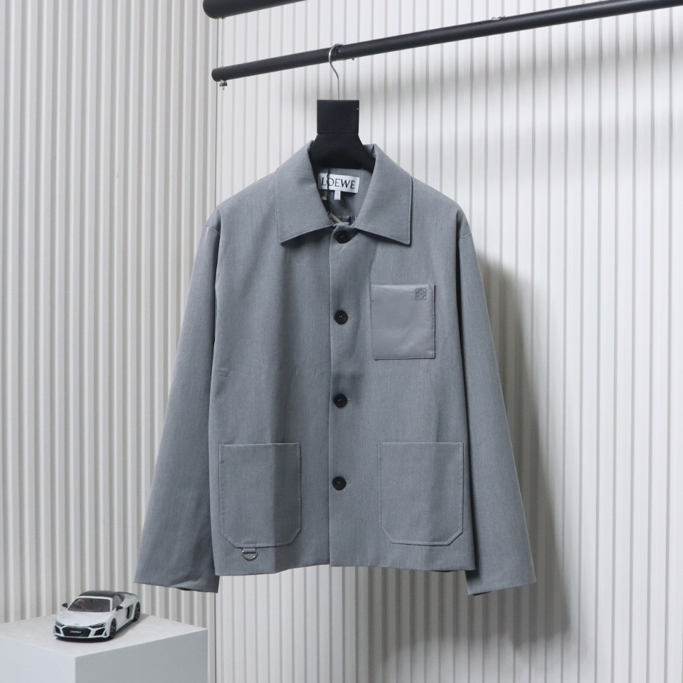 Loewe 24 Three Pocket Wool Work Lapel Jacket Grey