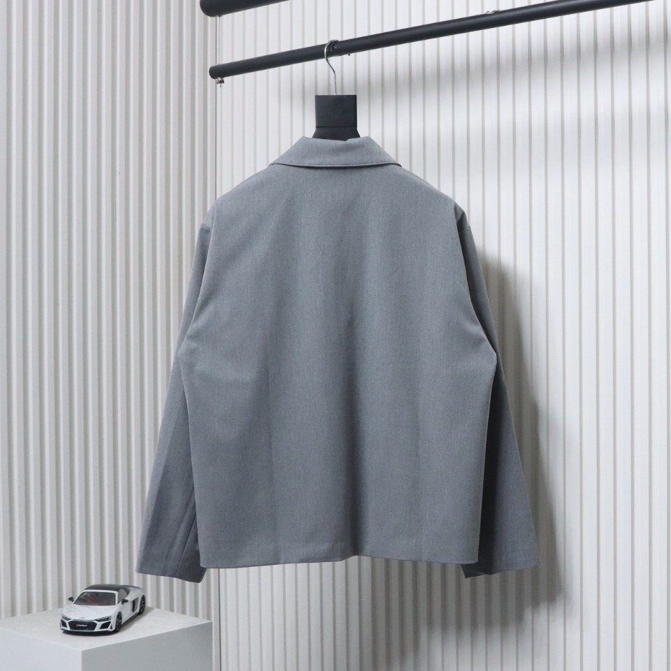 Loewe 24 Three Pocket Wool Work Lapel Jacket Grey