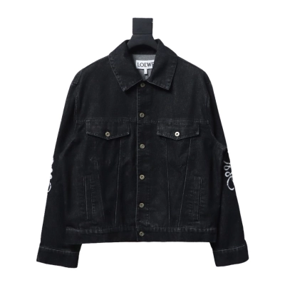 Loewe 24Fw Denim Jacket With Floral Embroidery On The Arm 01