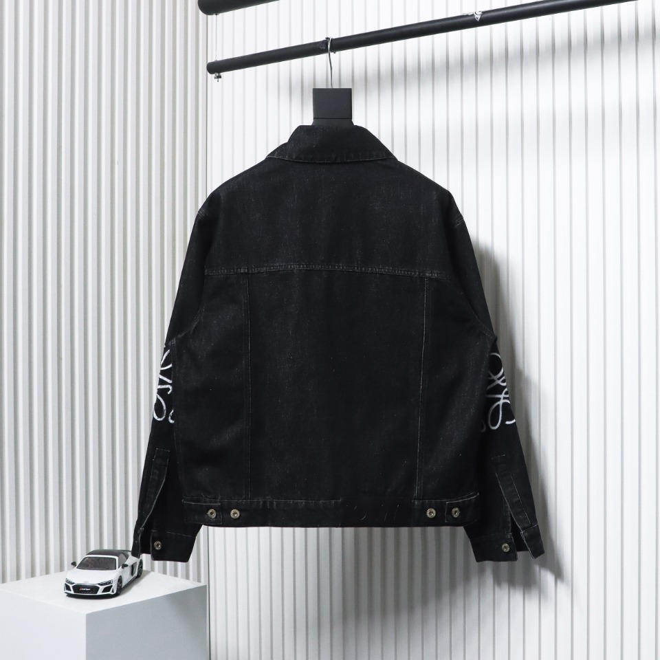 Loewe 24Fw Denim Jacket With Floral Embroidery On The Arm