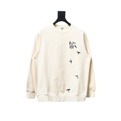 Loewe 24Fw Embroidered Penguin Crew Neck Hoodie Beige 01