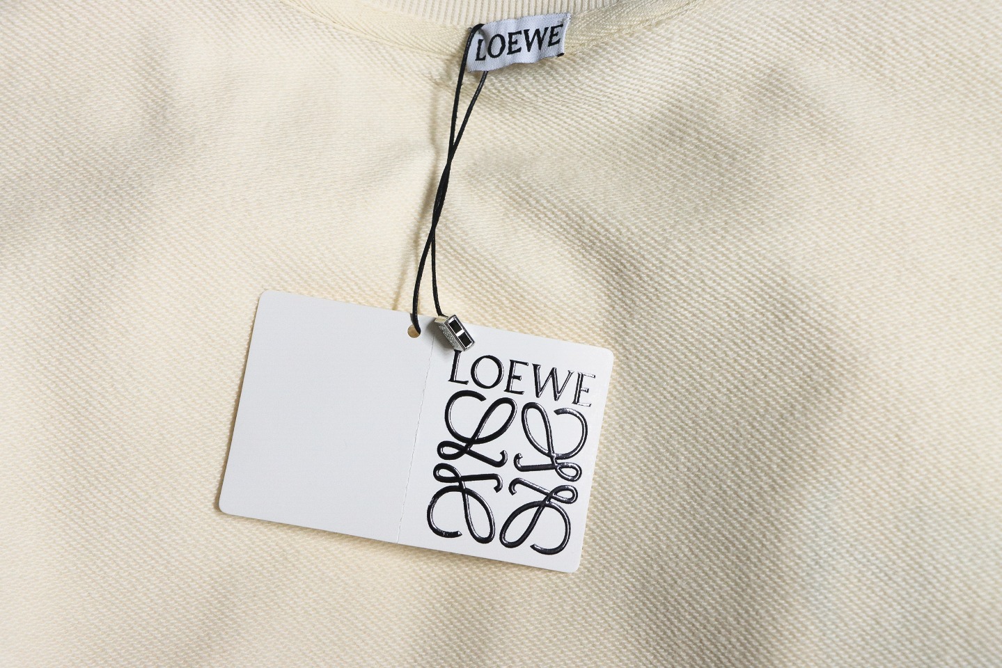 Loewe 24Fw Embroidered Penguin Crew Neck Hoodie Beige