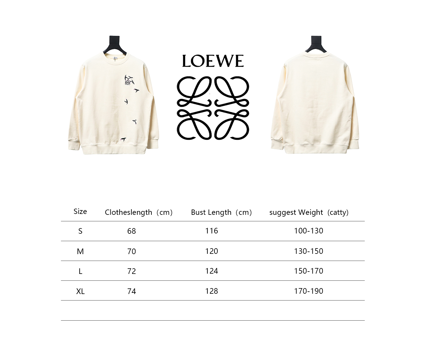 Loewe 24Fw Embroidered Penguin Crew Neck Hoodie Beige