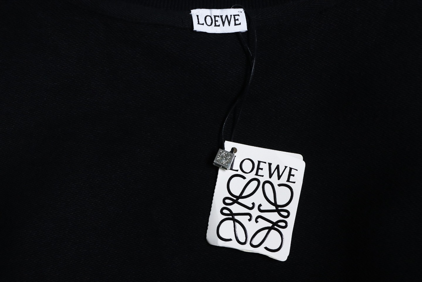 Loewe 24Fw Embroidered Penguin Crew Neck Hoodie Black