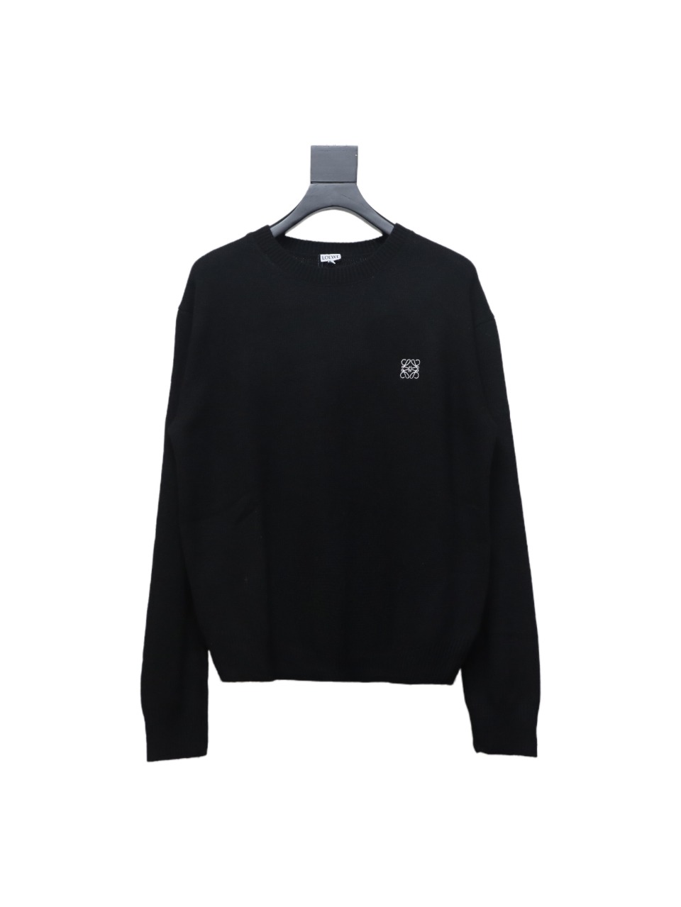 Loewe 24FW Embroidered Small Logo Crew Neck Sweater Black