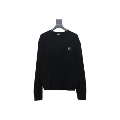 Loewe 24FW Embroidered Small Logo Crew Neck Sweater Black 01