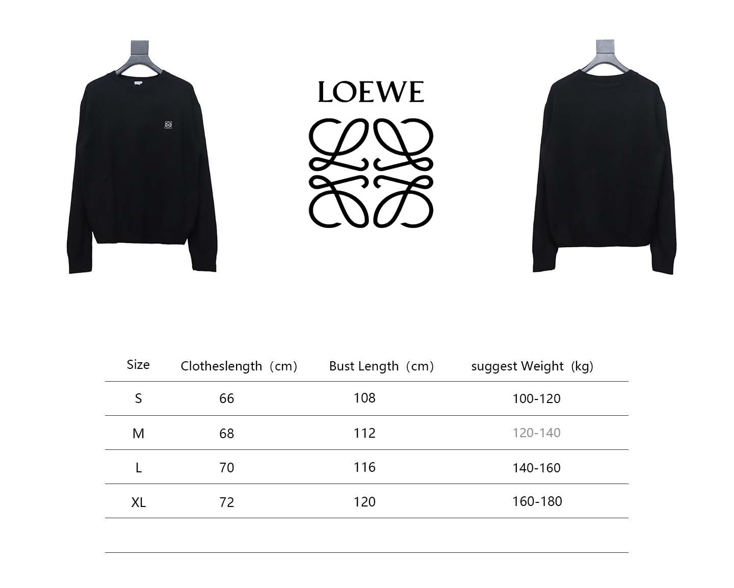 Loewe 24FW Embroidered Small Logo Crew Neck Sweater Black