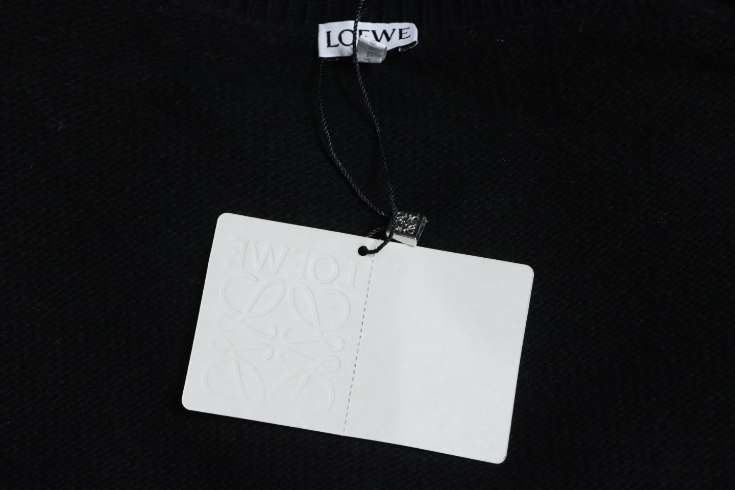 Loewe 24FW Embroidered Small Logo Crew Neck Sweater Black