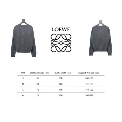 Loewe 24FW Embroidered Small Logo Crew Neck Sweater Grey 02