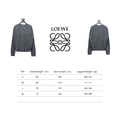 Loewe 24FW Embroidered Small Logo Crew Neck Sweater Grey 02