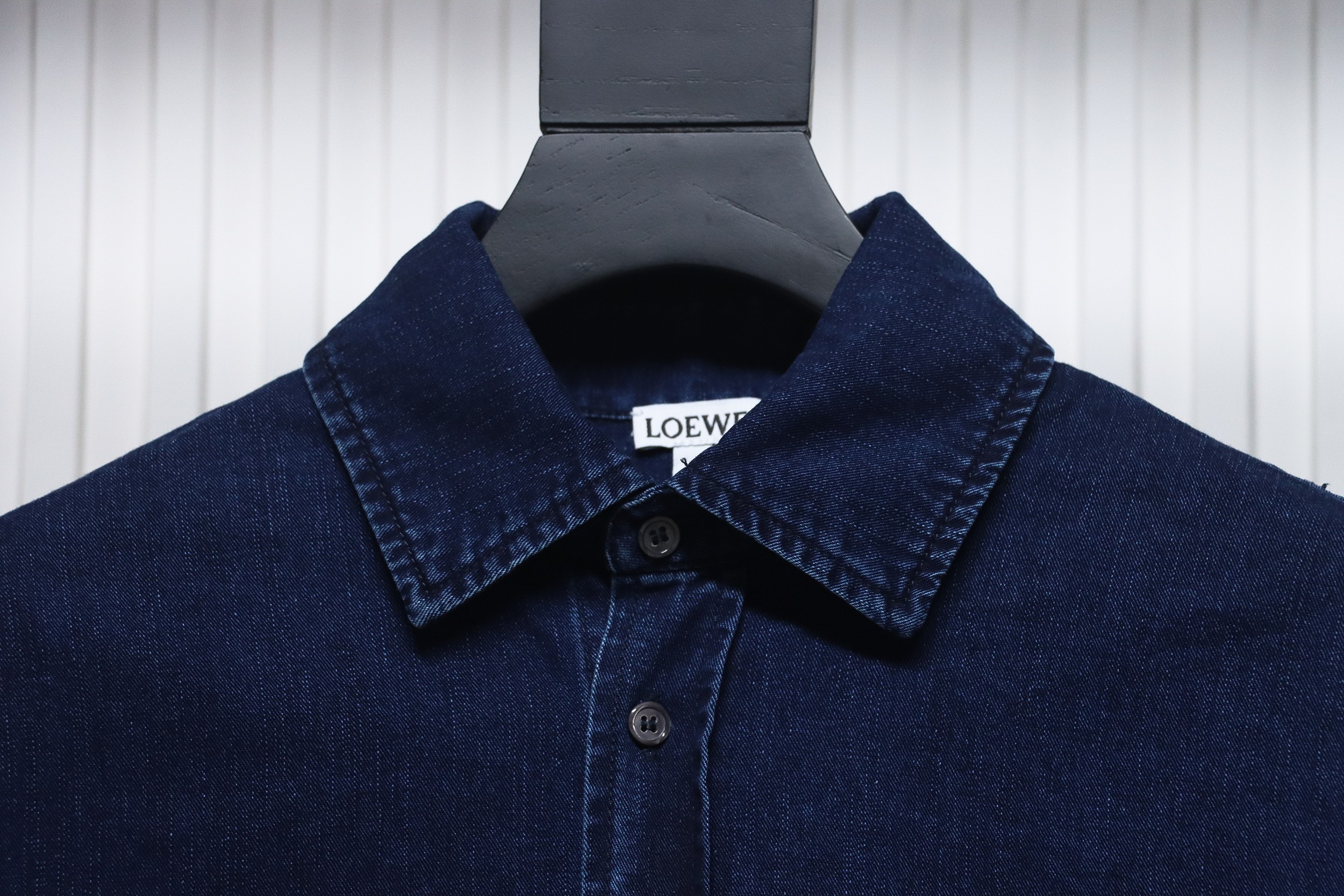 Loewe 24Fw Long Sleeve Denim Shirt With Floral Pattern On Arms