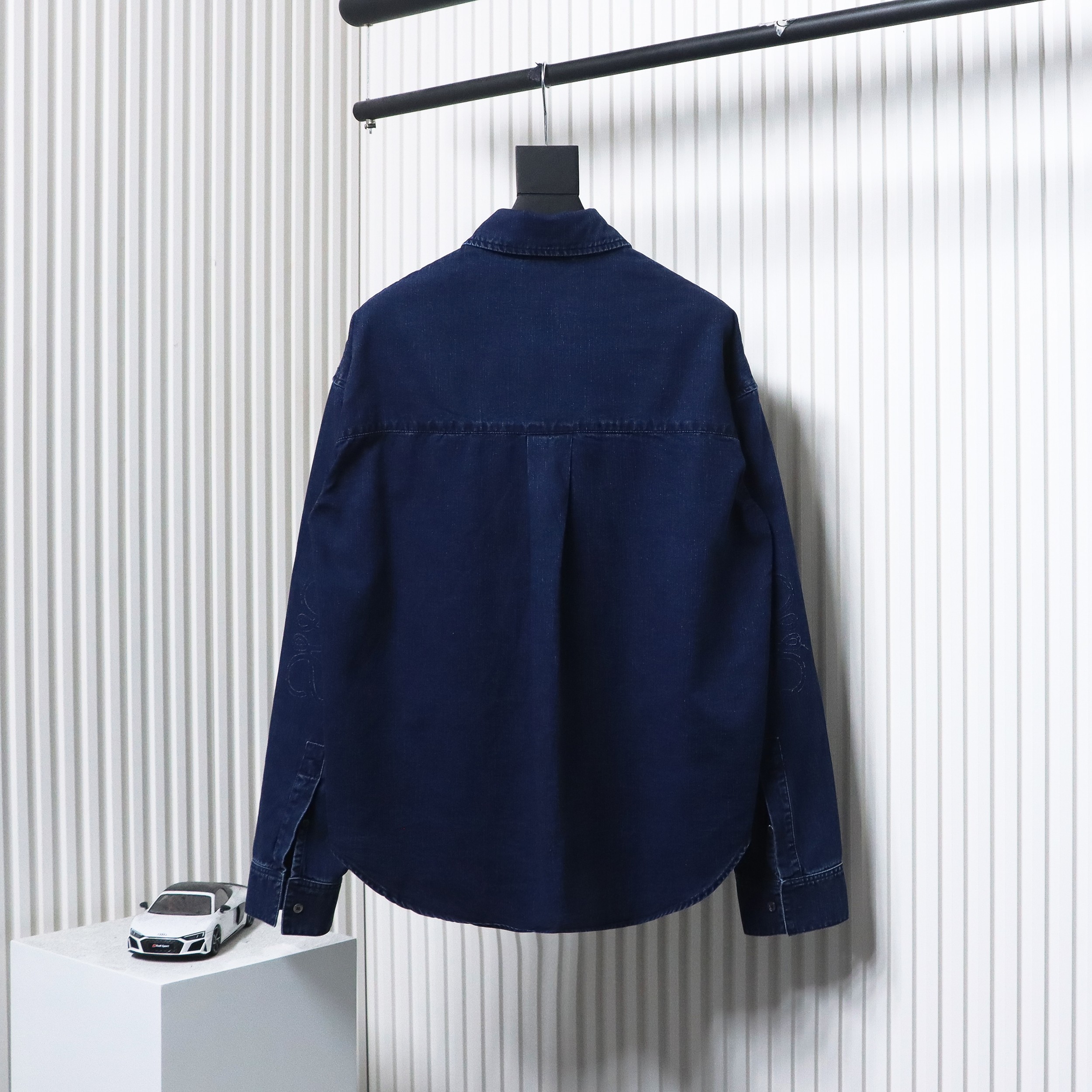 Loewe 24Fw Long Sleeve Denim Shirt With Floral Pattern On Arms