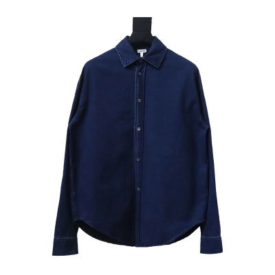 Loewe 24Fw Long Sleeve Denim Shirt With Floral Pattern On Arms 01