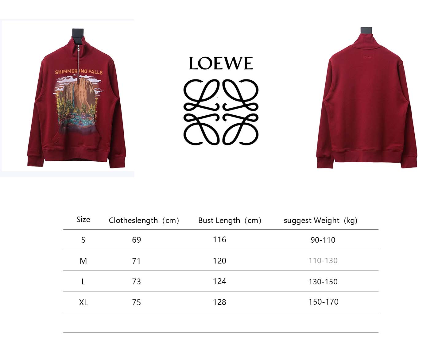 Loewe 24Fw Mountain Stream Waterfall Half Zip Stand Collar Hoodie