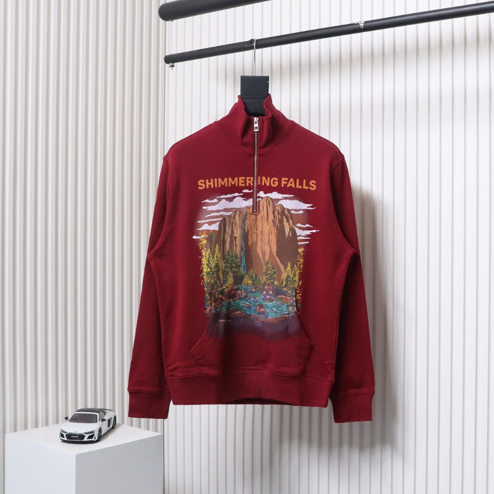 Loewe 24Fw Mountain Stream Waterfall Half Zip Stand Collar Hoodie