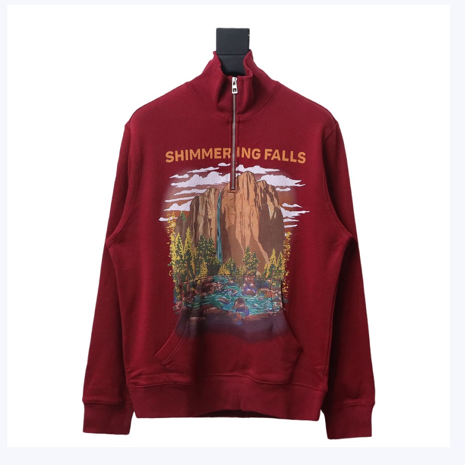 Loewe 24Fw Mountain Stream Waterfall Half Zip Stand Collar Hoodie