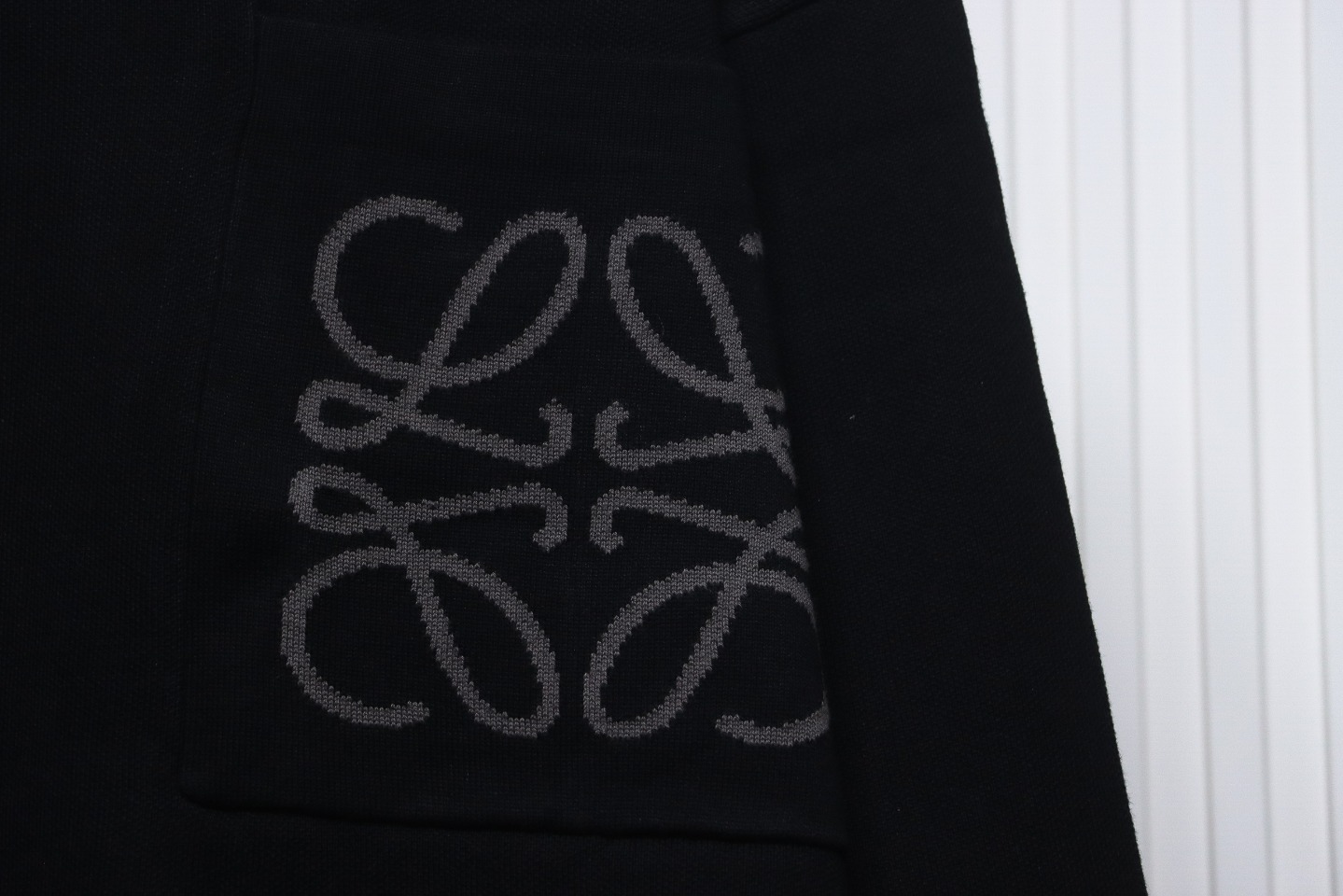 Loewe 24Fw Pocket Floral Jacquard Crew Neck Sweater Black