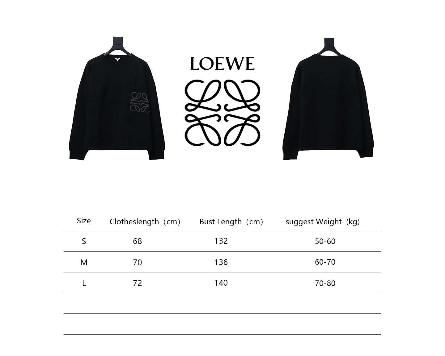 Loewe 24Fw Pocket Floral Jacquard Crew Neck Sweater Black