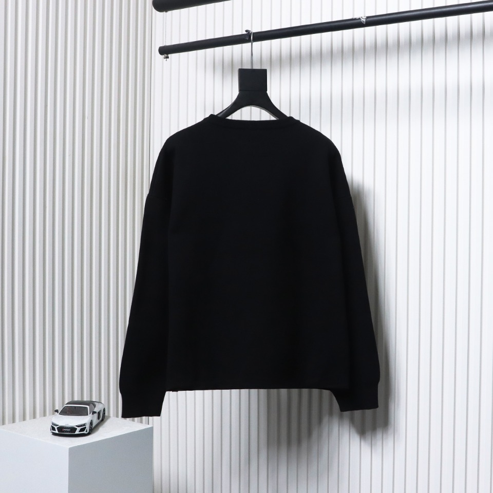 Loewe 24Fw Pocket Floral Jacquard Crew Neck Sweater Black