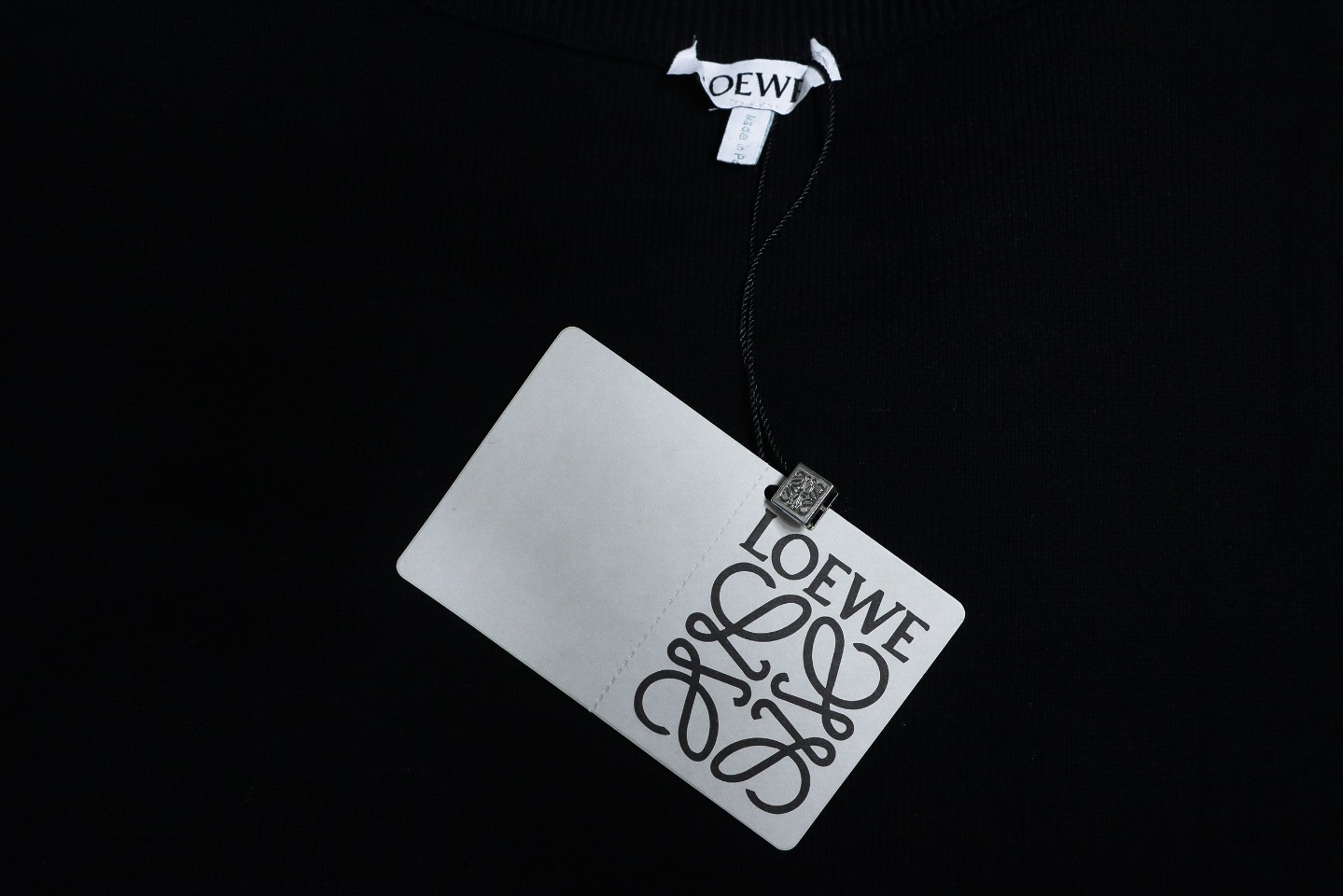 Loewe 24Fw Pocket Floral Jacquard Crew Neck Sweater Black