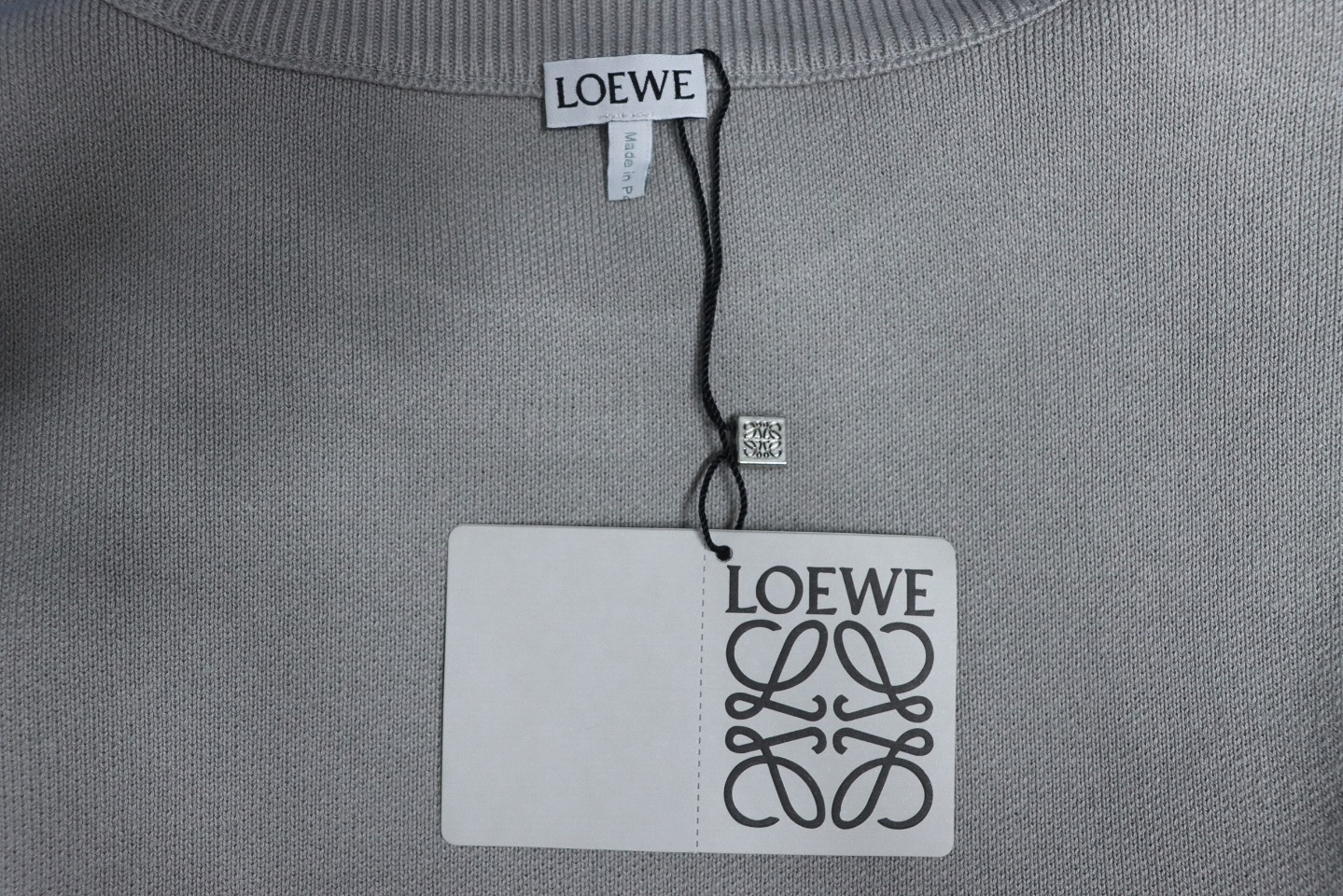 Loewe 24Fw Pocket Floral Jacquard Crew Neck Sweater Grey