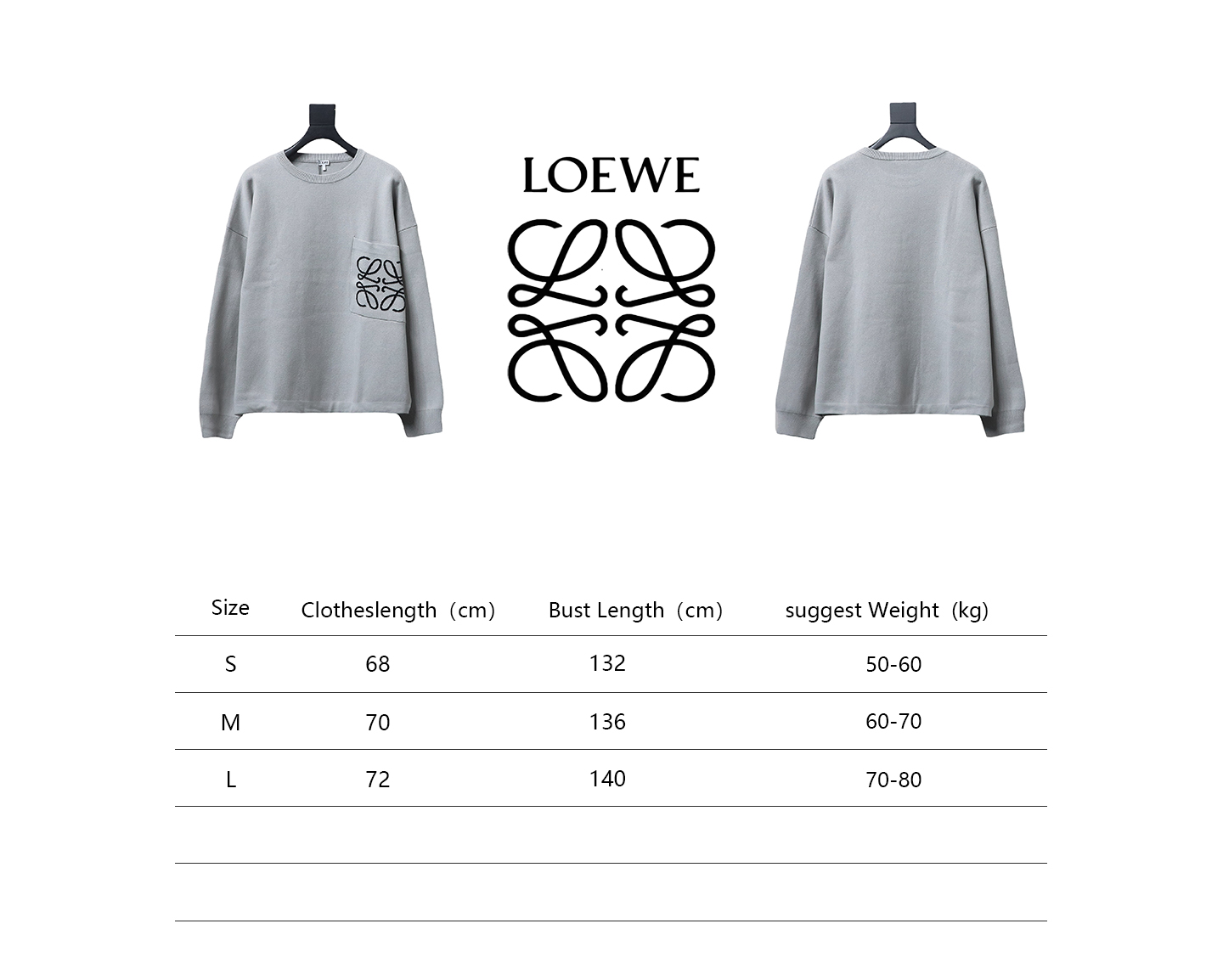Loewe 24Fw Pocket Floral Jacquard Crew Neck Sweater Grey
