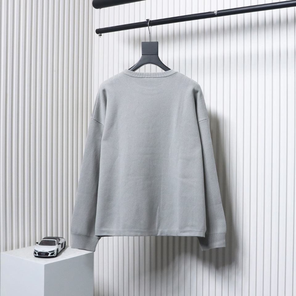 Loewe 24Fw Pocket Floral Jacquard Crew Neck Sweater Grey