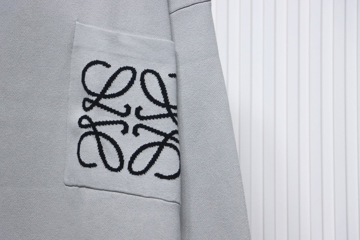 Loewe 24Fw Pocket Floral Jacquard Crew Neck Sweater Grey