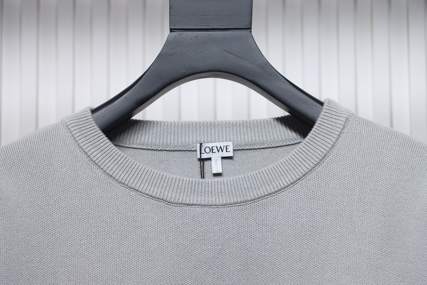 Loewe 24Fw Pocket Floral Jacquard Crew Neck Sweater Grey