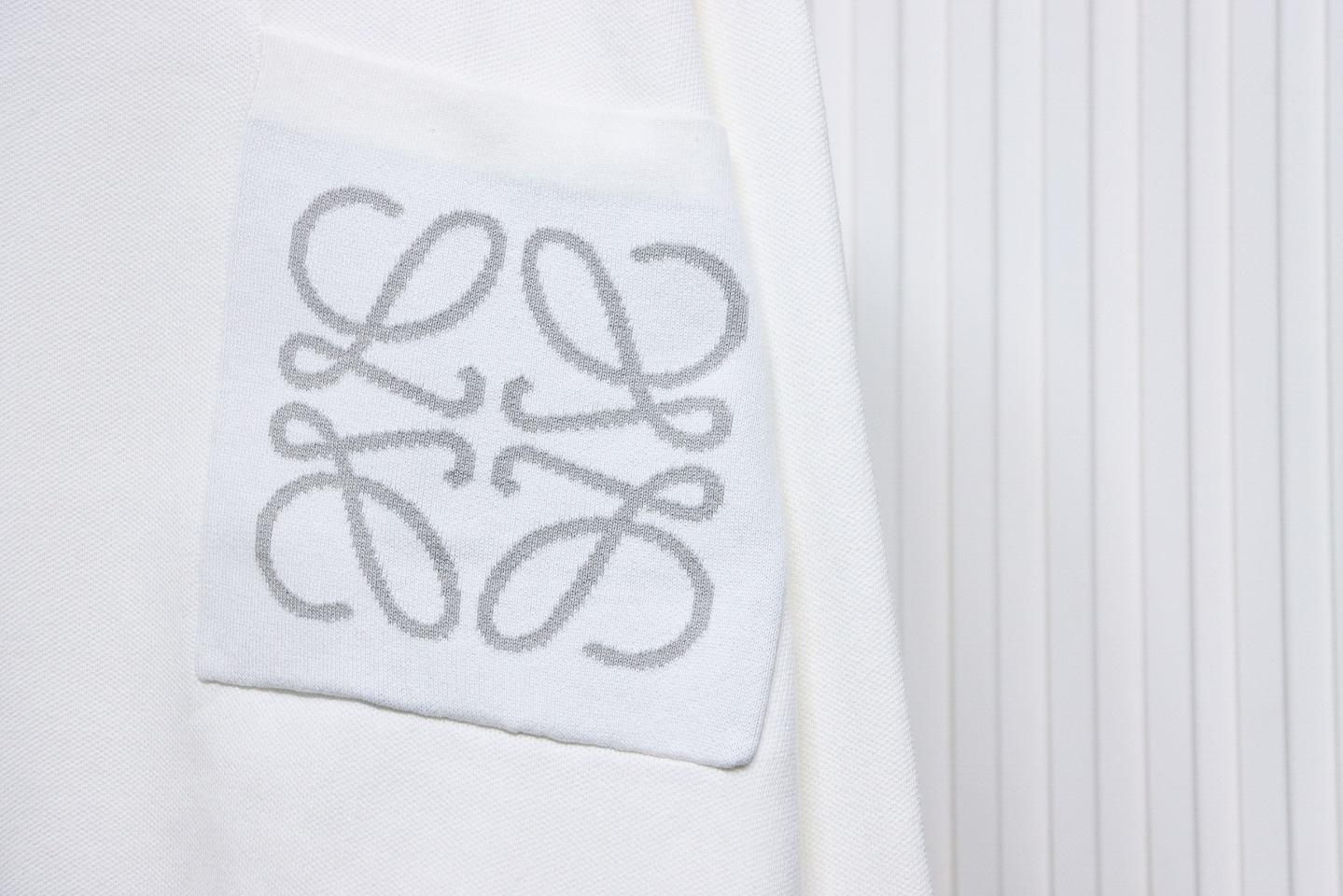 Loewe 24Fw Pocket Floral Jacquard Crew Neck Sweater White