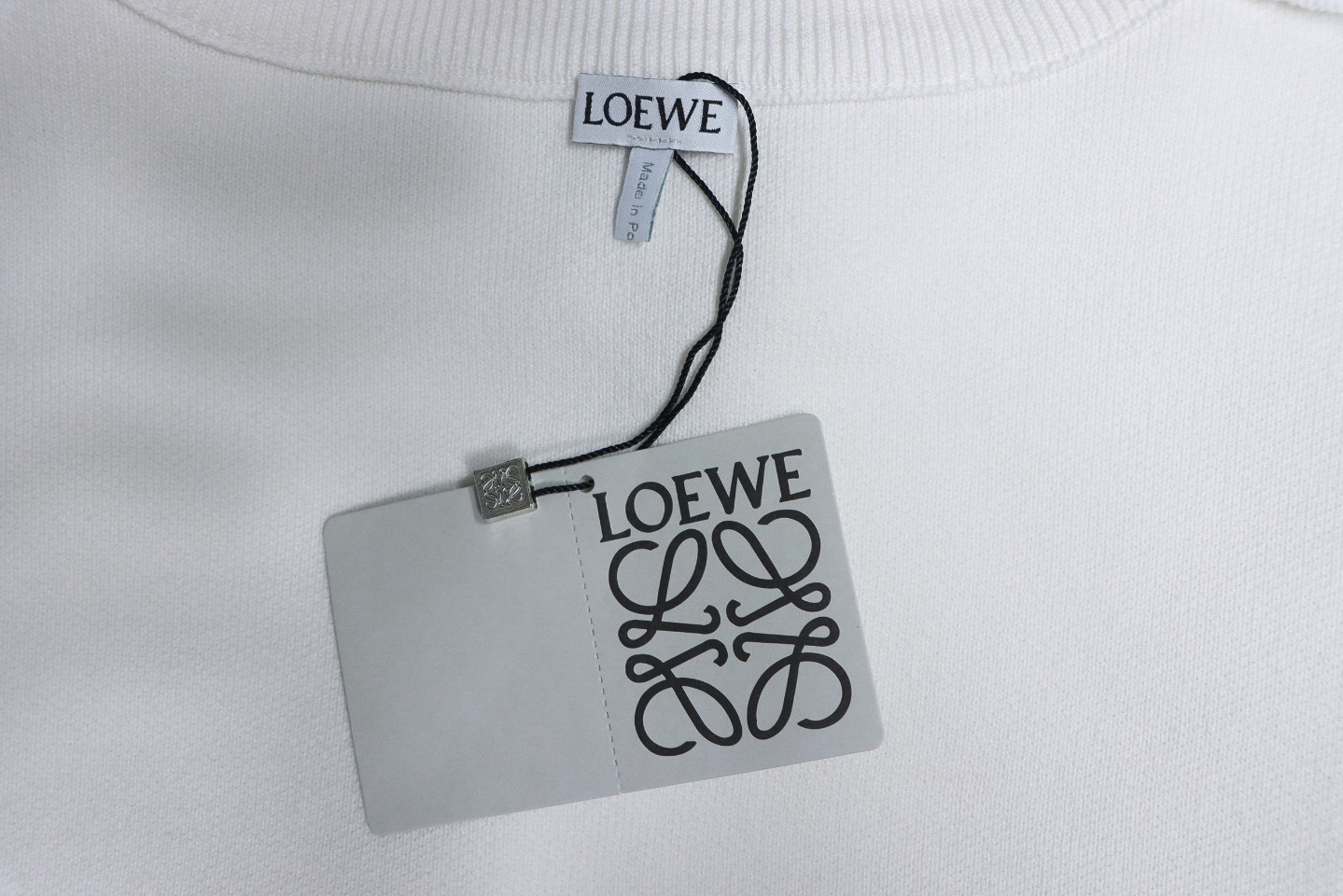 Loewe 24Fw Pocket Floral Jacquard Crew Neck Sweater White