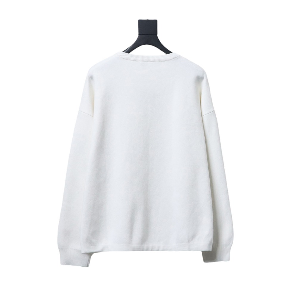 Loewe 24Fw Pocket Floral Jacquard Crew Neck Sweater White