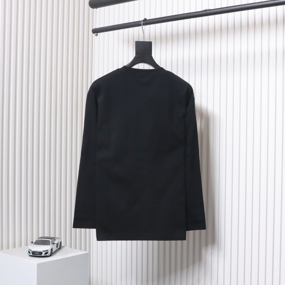 Loewe 24Fw Simple Contrast Color Logo Embroidered Long Sleeve T-shirt Black