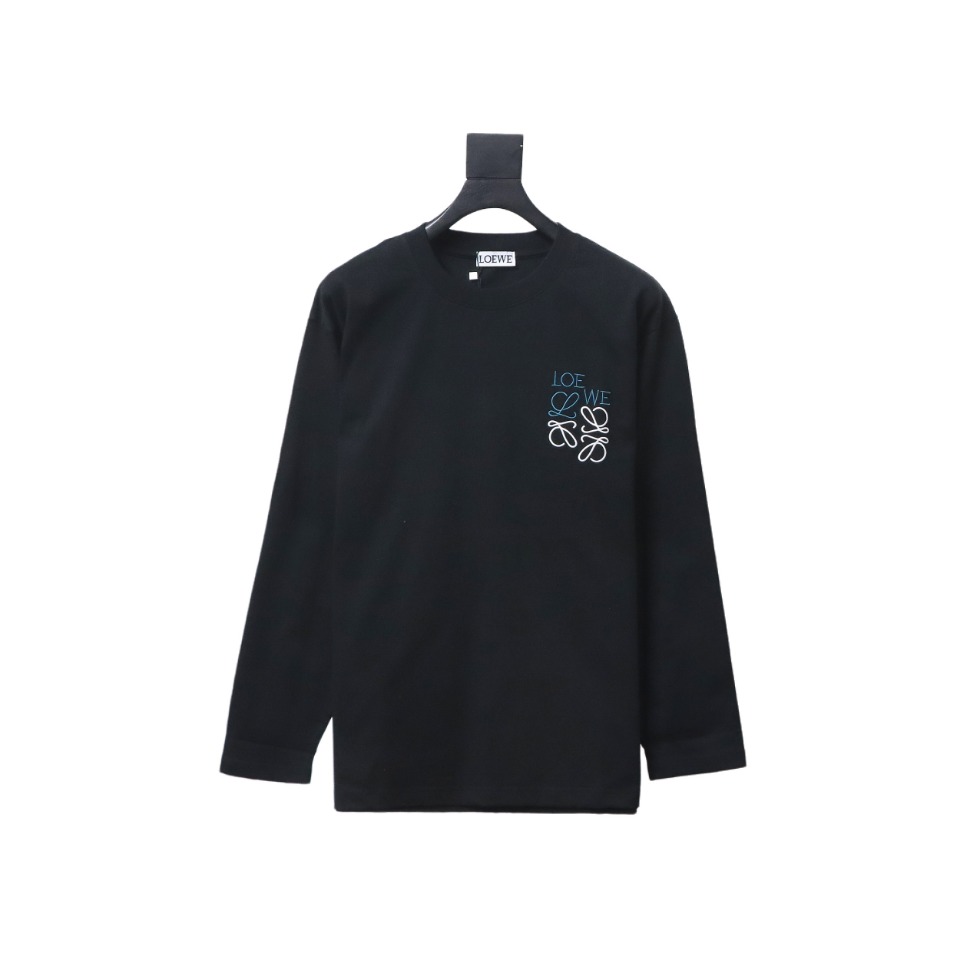 Loewe 24Fw Simple Contrast Color Logo Embroidered Long Sleeve T-shirt Black