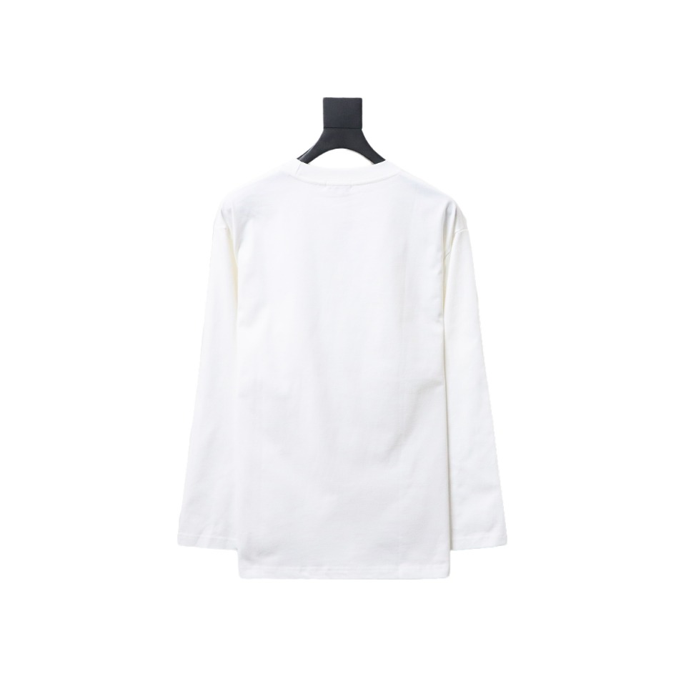 Loewe 24Fw Simple Contrast Color Logo Embroidered Long Sleeve T-shirt White