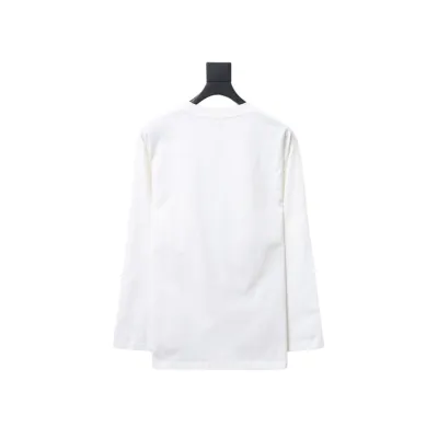 Loewe 24Fw Simple Contrast Color Logo Embroidered Long Sleeve T-shirt White 02