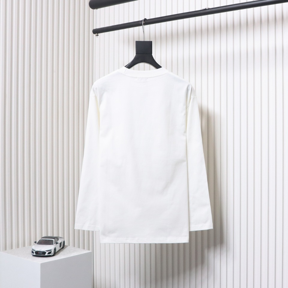 Loewe 24Fw Simple Contrast Color Logo Embroidered Long Sleeve T-shirt White
