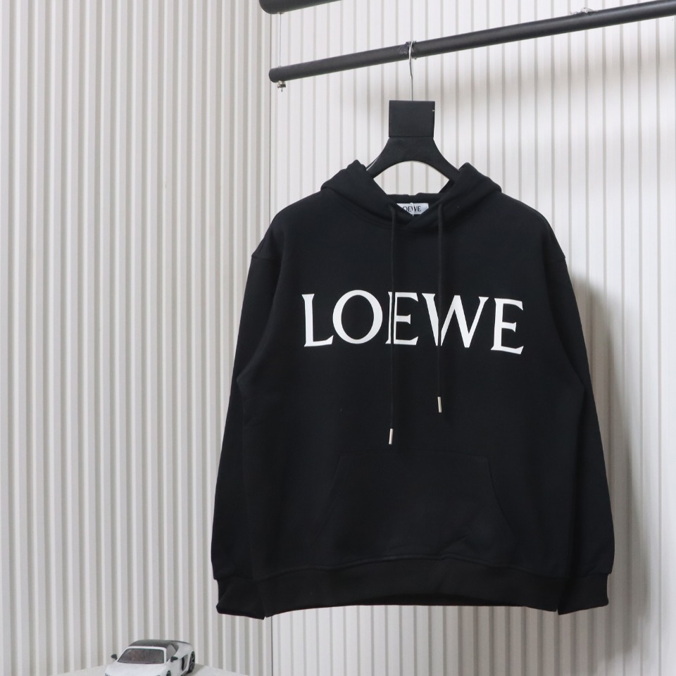 Loewe 24SS Large Letter Print Hooded Hoodie Black