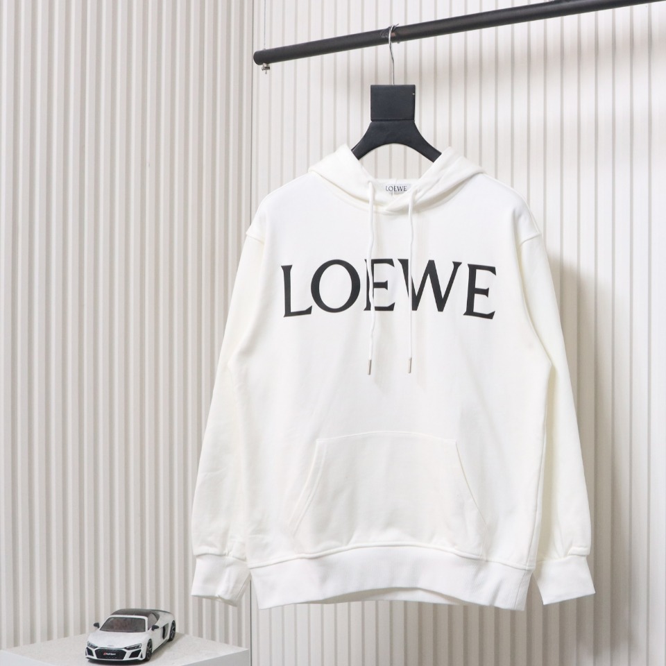 Loewe 24SS Large Letter Print Hooded Hoodie White