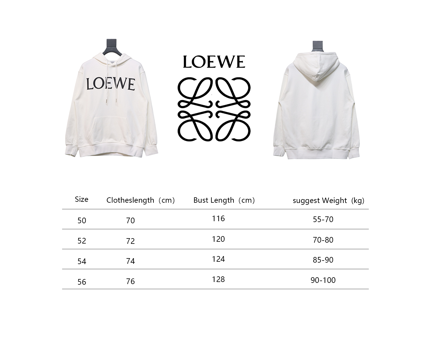 Loewe 24SS Large Letter Print Hooded Hoodie White