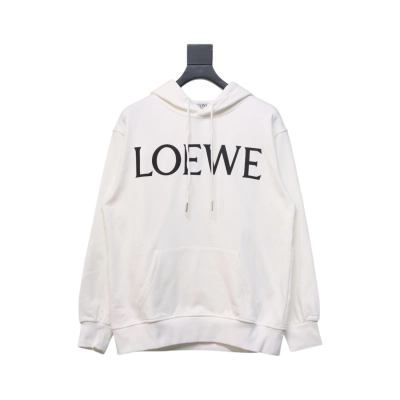 Loewe 24SS Large Letter Print Hooded Hoodie White 01