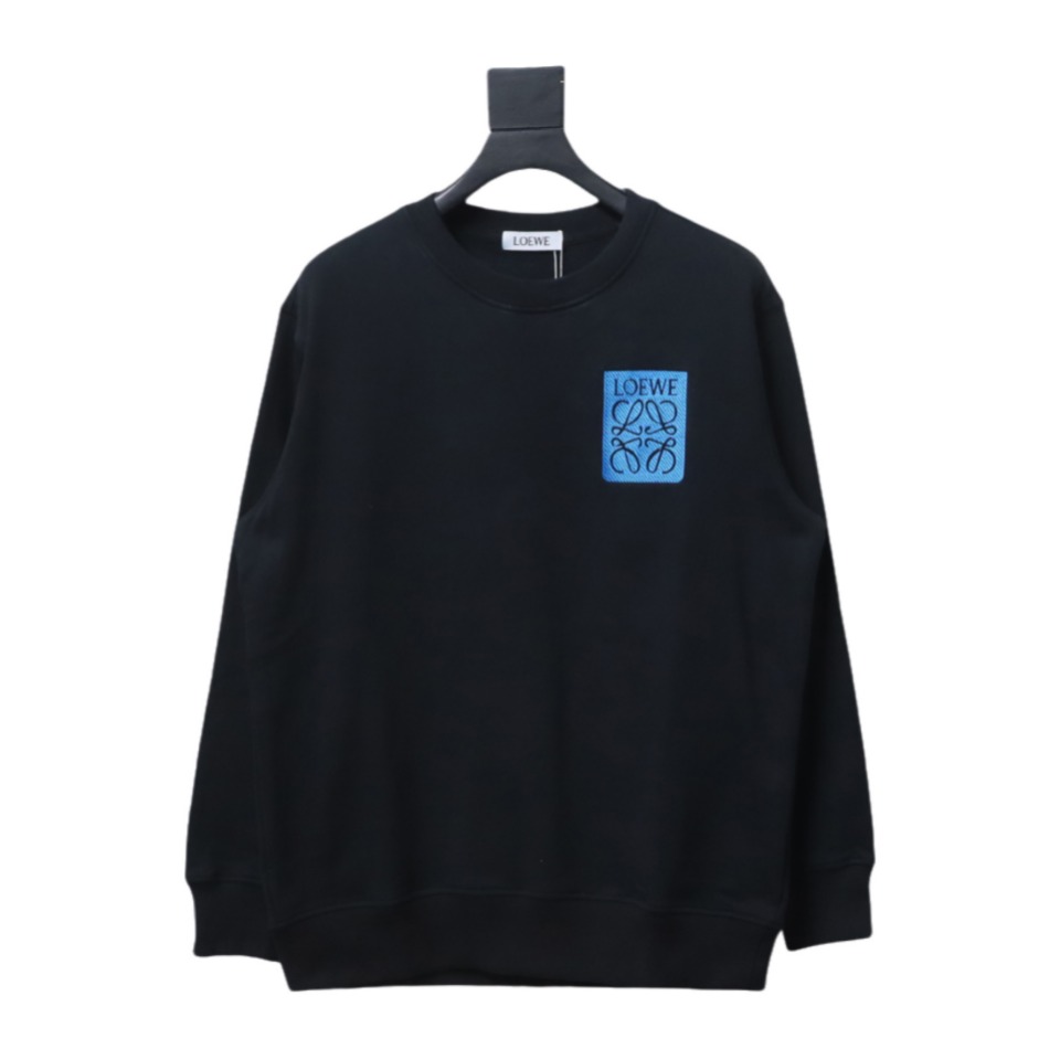 Loewe 24SS Twill Logo Crew Neck Hoodie Black