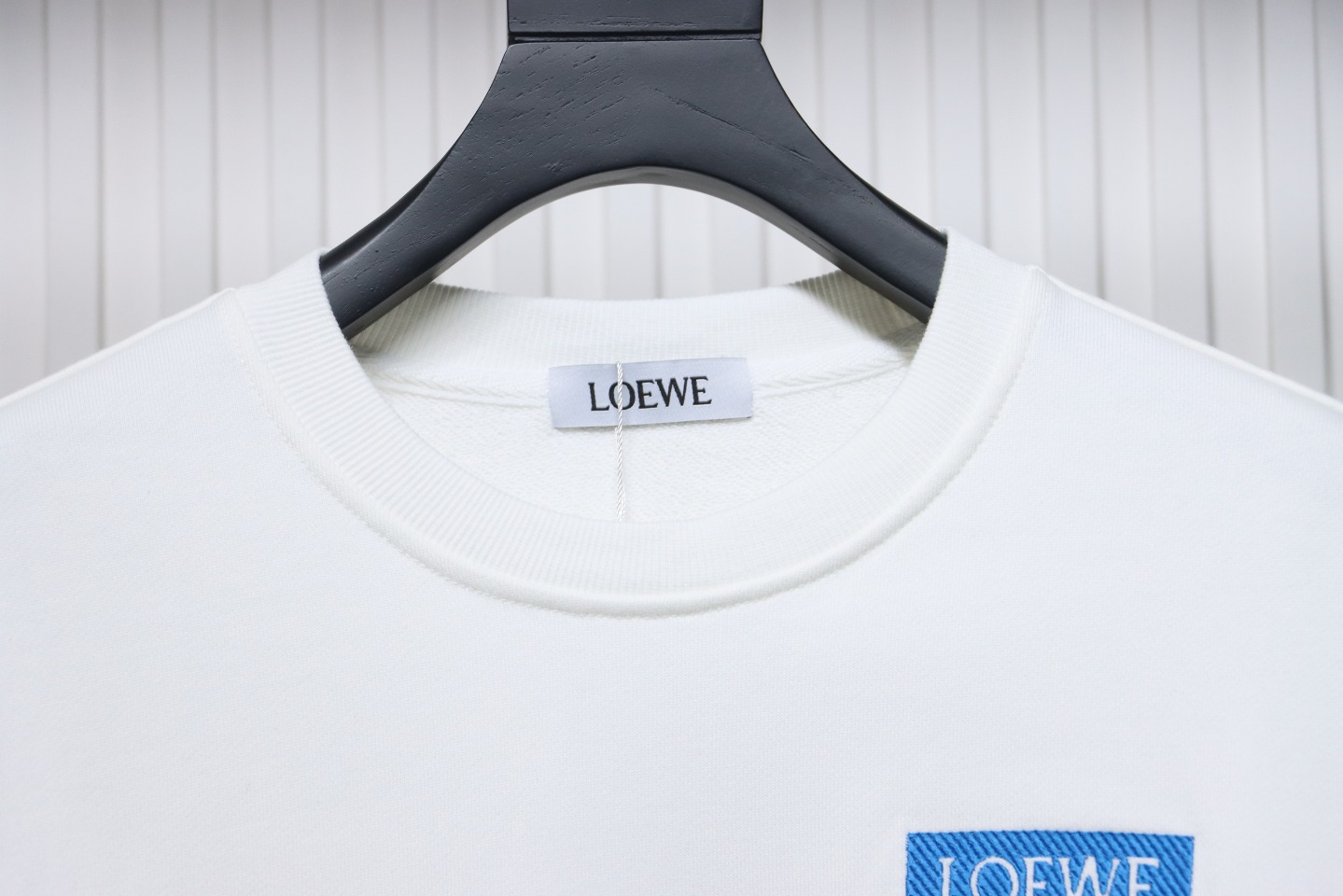 Loewe 24SS Twill Logo Crew Neck Hoodie White