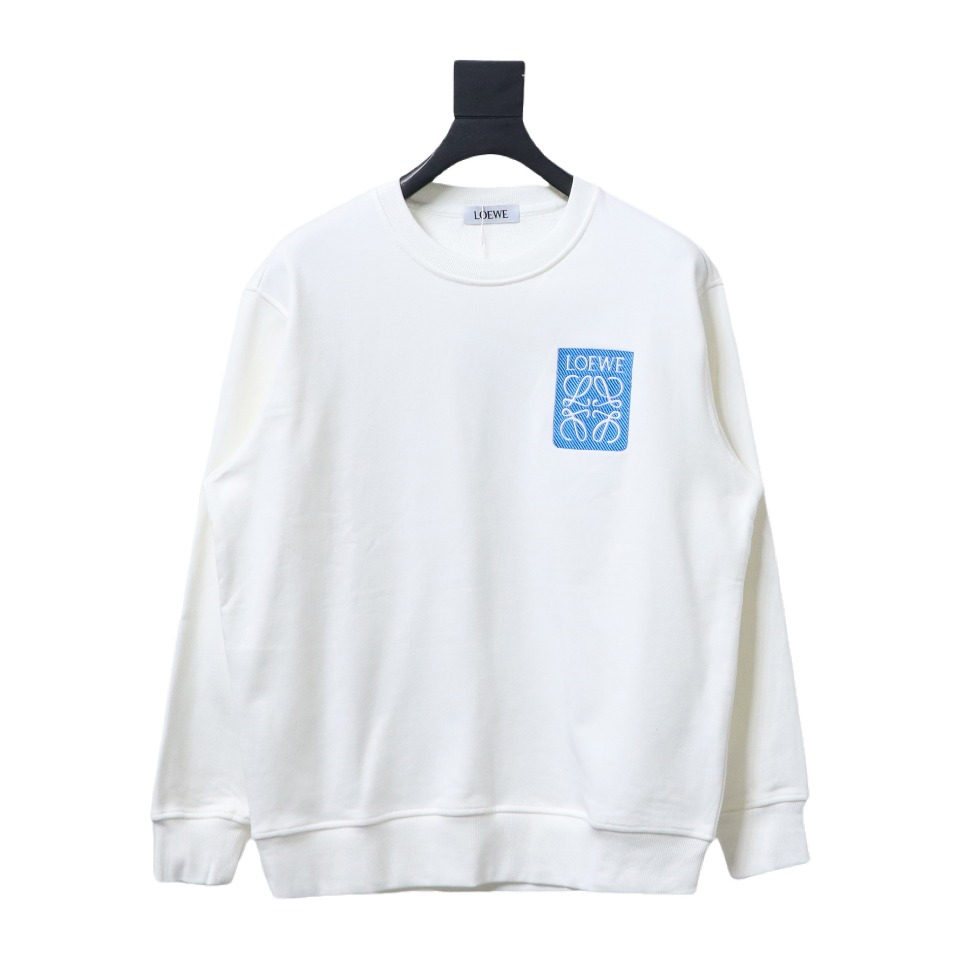 Loewe 24SS Twill Logo Crew Neck Hoodie White