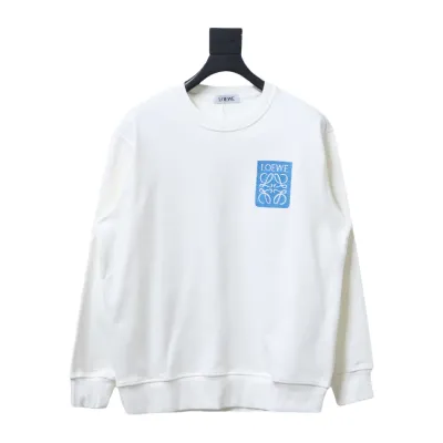 Loewe 24SS Twill Logo Crew Neck Hoodie White 01
