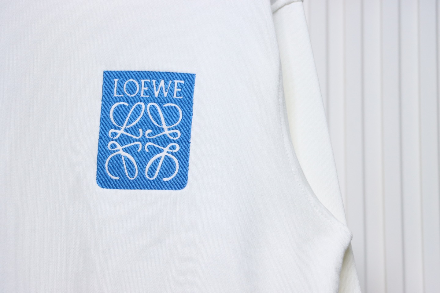 Loewe 24SS Twill Logo Crew Neck Hoodie White