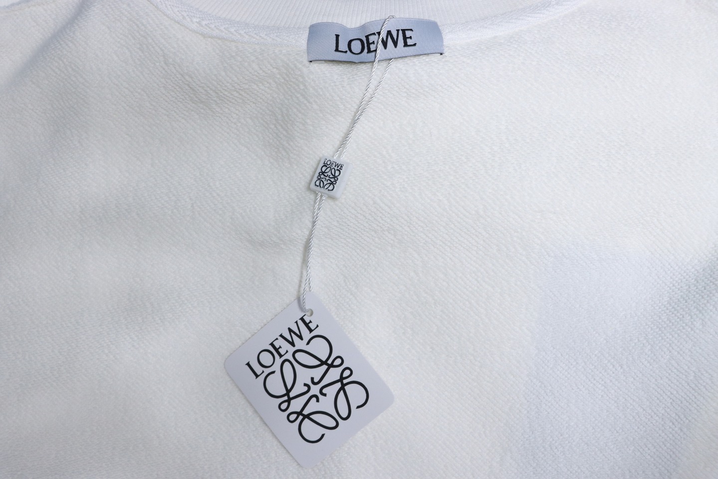 Loewe 24SS Twill Logo Crew Neck Hoodie White